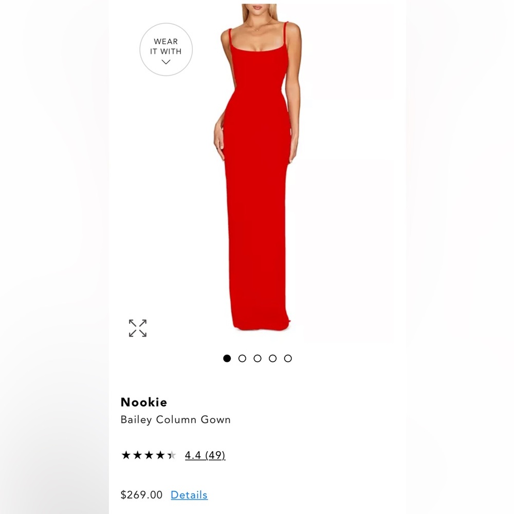 Nookie Red Bailey Column gown dress size M